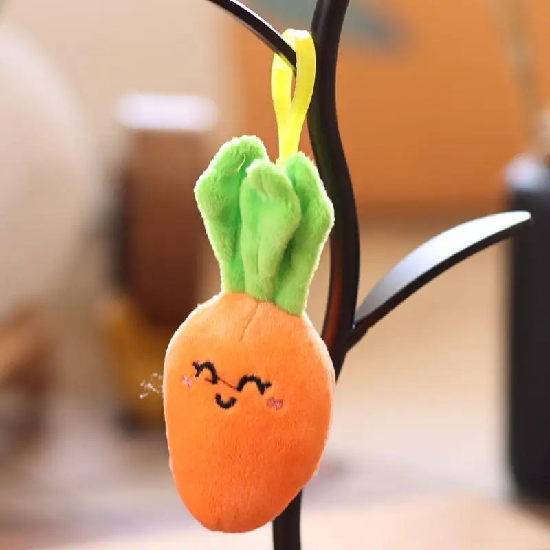 피스 매혹적인 10cm 과일 플러시 장난감 인형 바나나 당근 체리 지갑 펜던트 소프트 열쇠 고리 DIY 장식 생일 선물