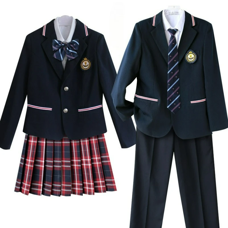 Womens Mens Korea British Japan School Uniform Outfits Girls Boys Japanese Anime Cosplay Costume Dress Clothes Set