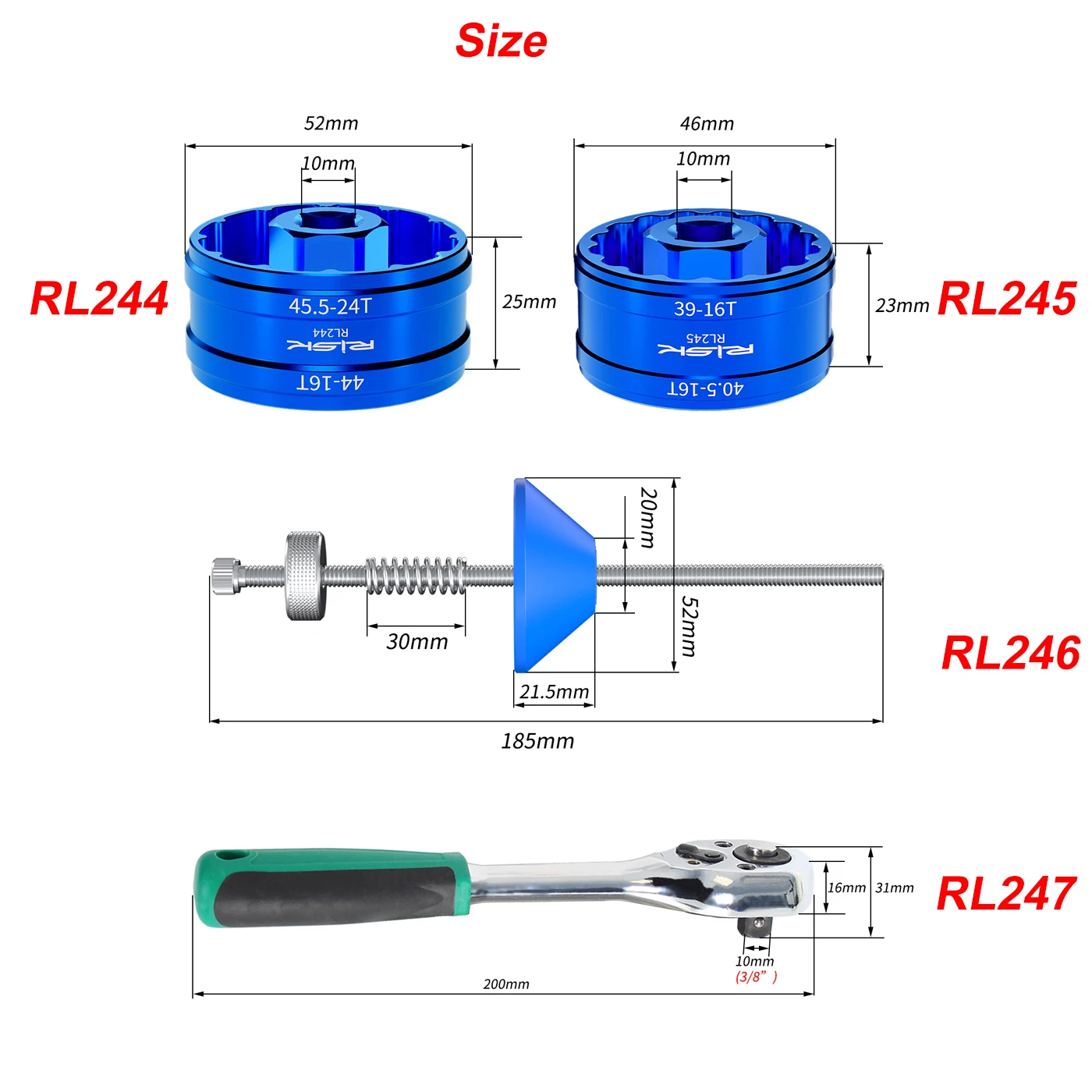 RISK Bicycle Bike BB Bottom Bracket Bearing Removal Tool Ratchet Wrench for BB44 BB45.5 BB39 BB40.5