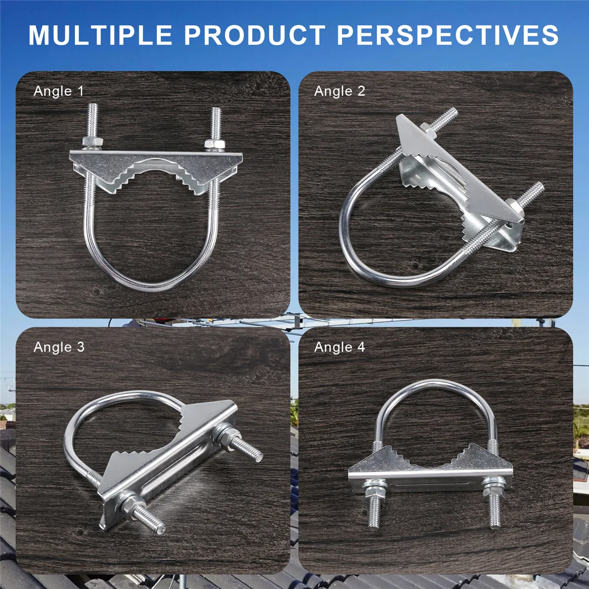 FLLF 2 قطعة هوائي جبل المشبك U-الترباس تصاعد الأجهزة سارية الهوائي المشبك الخامس الفك قوس اكسسوارات لهوائي المنزل الخارجي