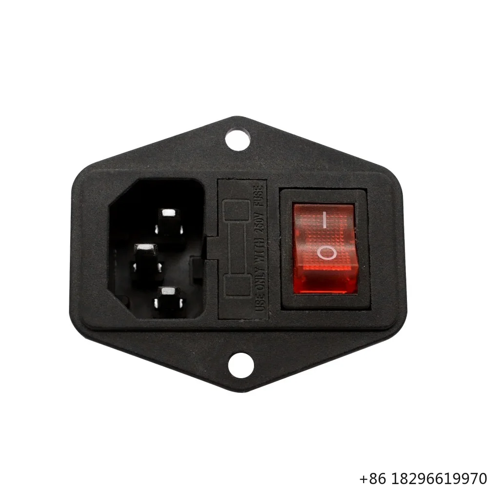 New Plastic 3D Printer Accessories 10A 250W 2-in-1 AC Power Socket with Rocker Switch for FDM Printers