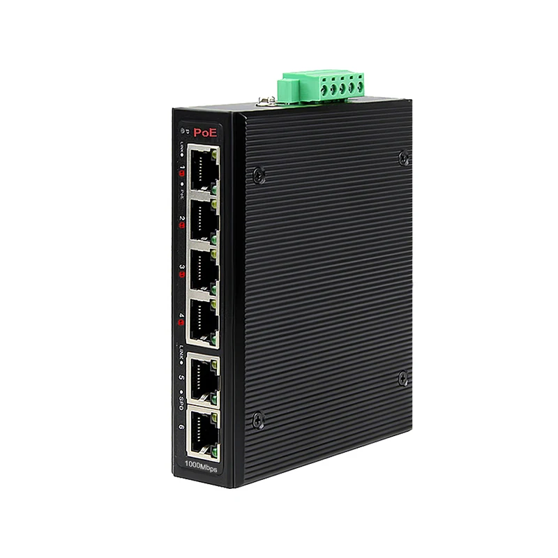 Switch 6 Port Ethernet industri 1000M BT POE, Switch jaringan Uplink 1000M