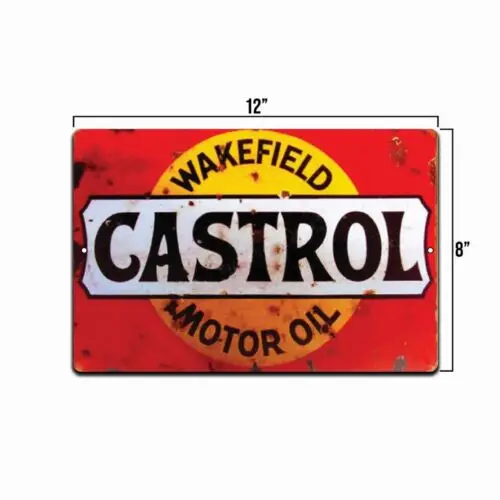 Oil Castrol Sign Motor CASTROL Vintage Metal SIGN OIL Aluminum MOTOR Wakefield