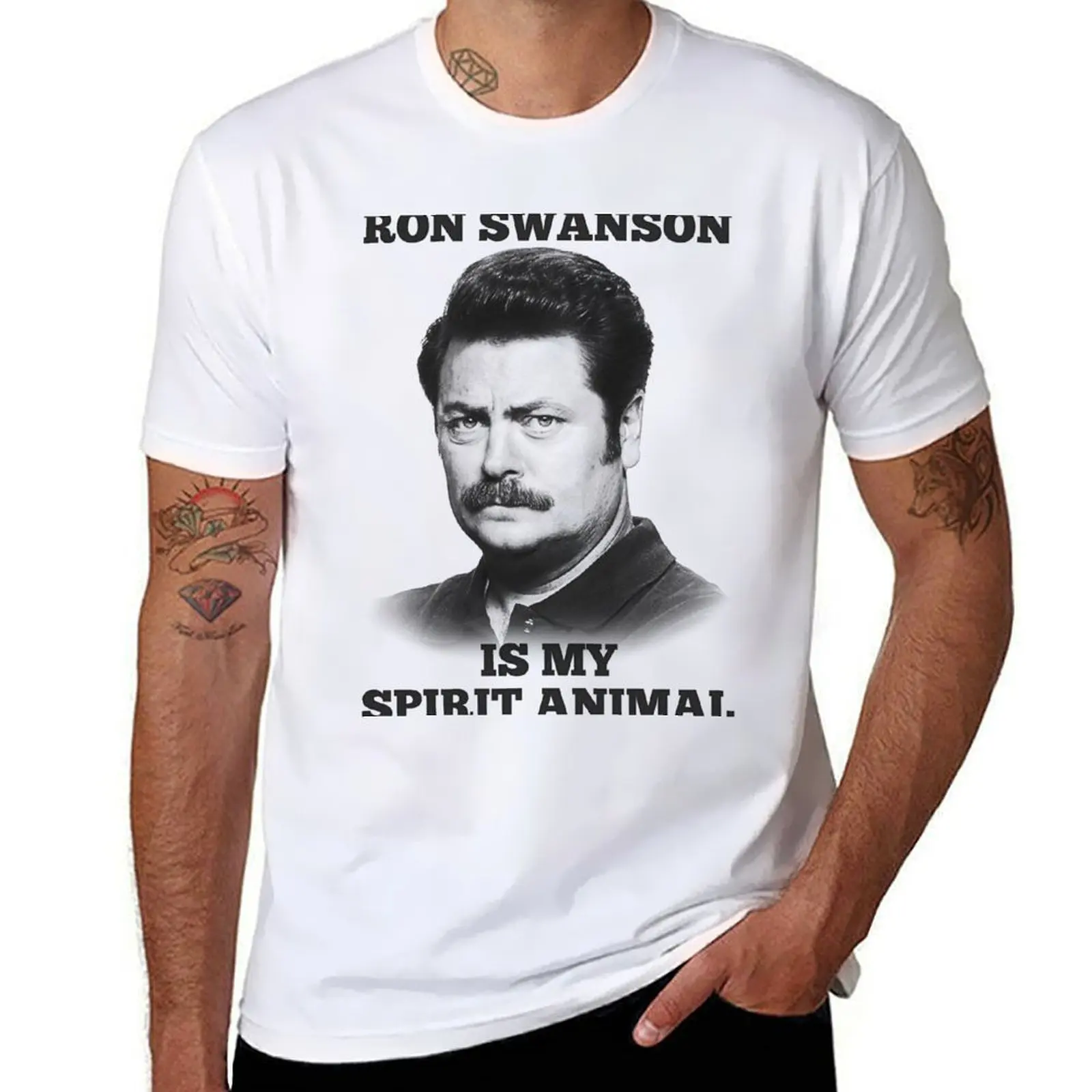 

Ron Swanson is my spirit animal T-Shirt man t shirts for men casual funny t shirts dark humor T-Shirt