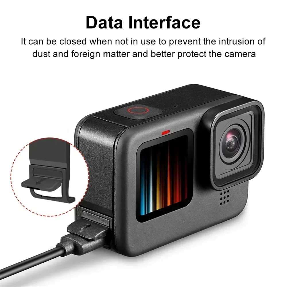 Flip Battery Side Cover for GoPro Hero12 11 Black Removable Battery Door Lid Charging Case Port for Go Pro 10 9 Accessories