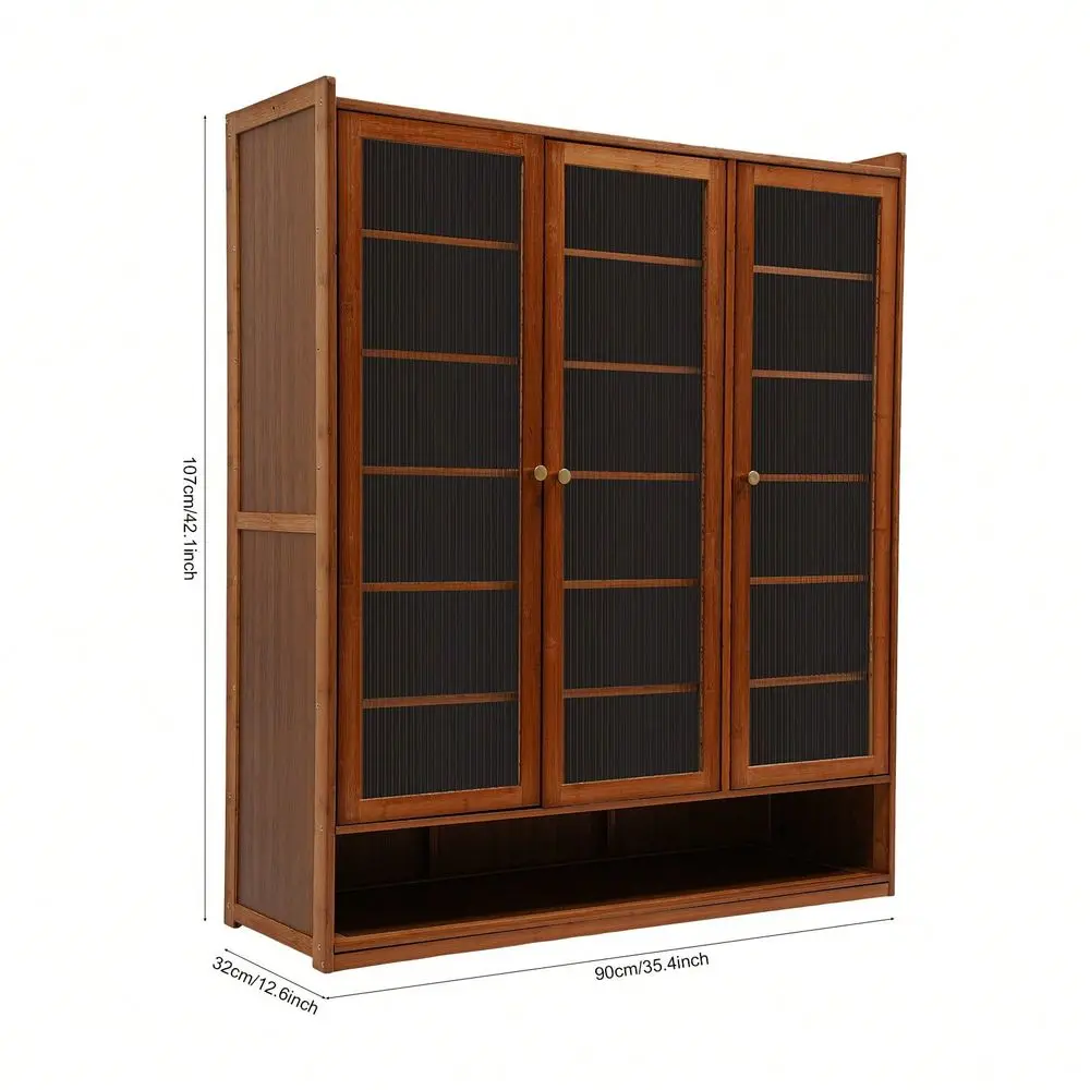 Shoe Storage Cabinet Wood Grain Bamboo Shoe Console With Doors, Entryway Hidden Shoe Shelving ,Free Standing Shoe Organizer