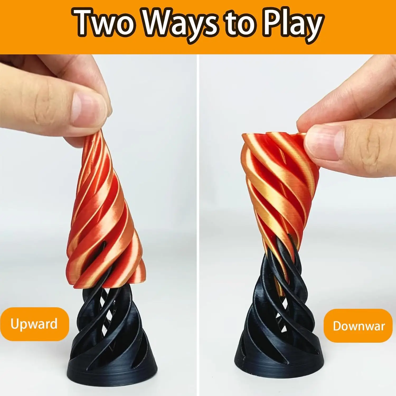 3D Printed Spiral Fidget Toys Decompression Spinning Three-Dimensional Structure Fingertip Dual Color Stress Relief Toy