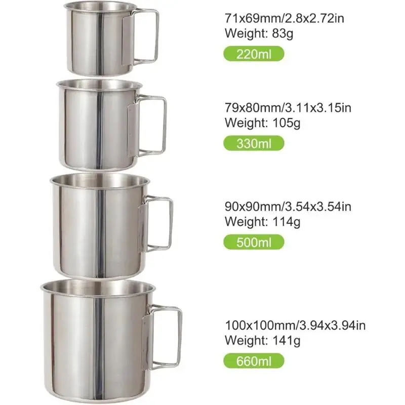 1Set Outdoor Multi-functional Stainless Steel Coffee Camping Mug With Handle Cup Set For Camping And Hiking