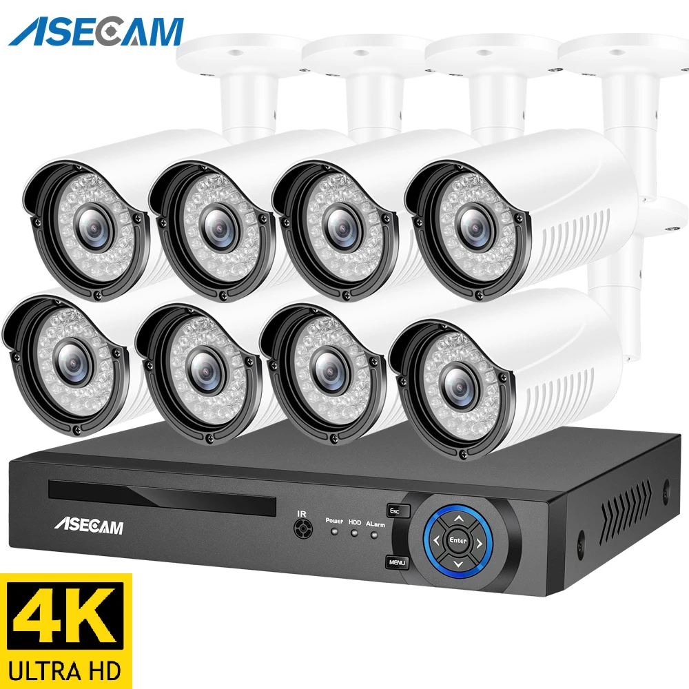 

4K 8MP Security Camera System Kit H.265 CCTV POE NVR Outdoor P2P Audio Video Record Video Surveillance Set xmeye