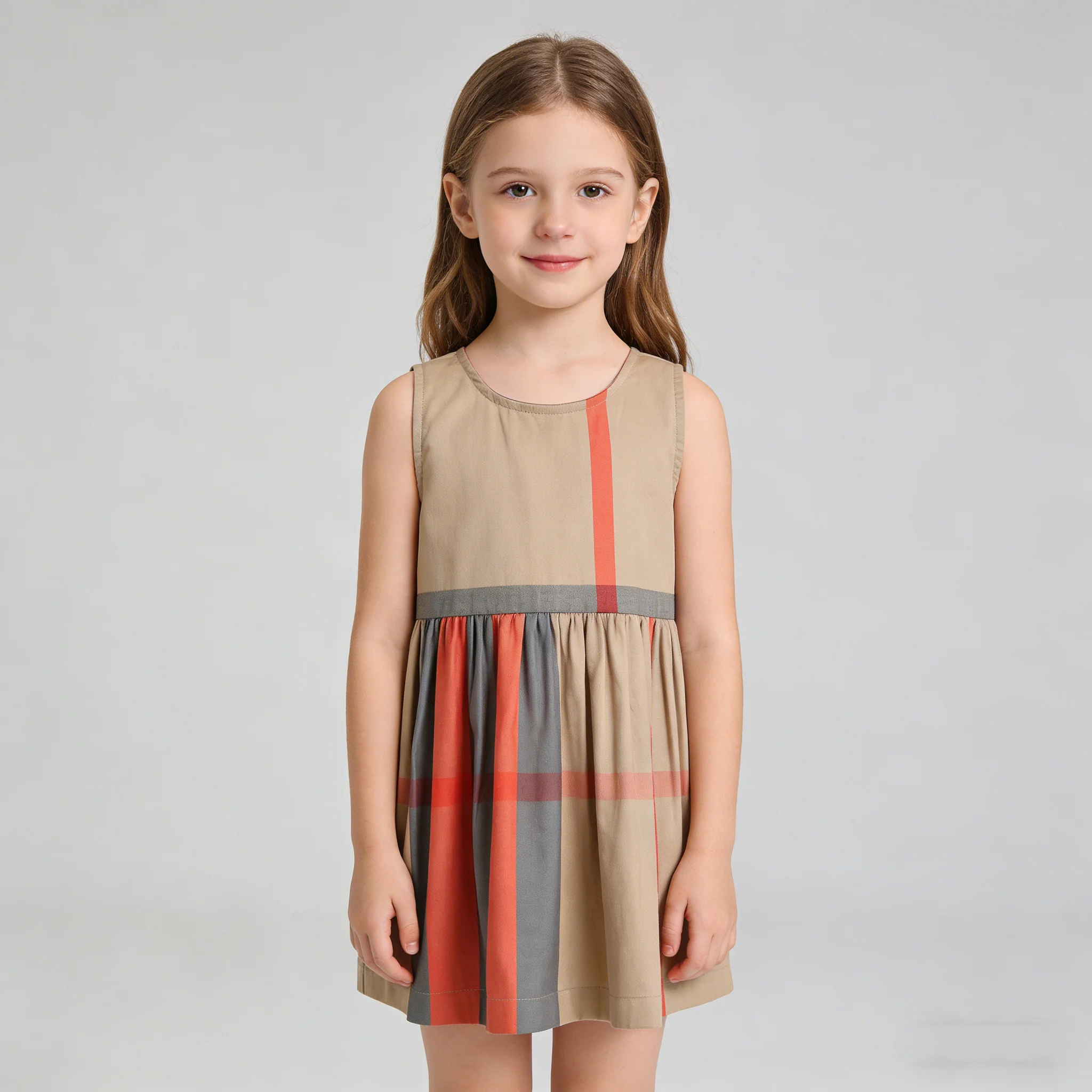 1-6T Sleeveless Vest Princess Girls Dresses for Summer Children's Clothing Striped Plaid  Baby Birthday Dresses Kids Costume
