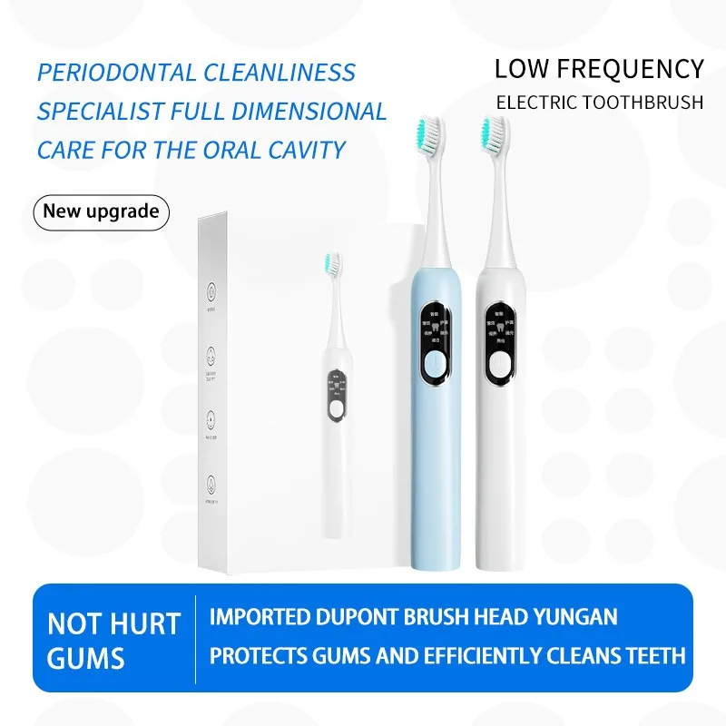 

White Low Frequency Electric Toothbrush 1 Piece Gentle Vibration For Sensitive Gums Effective Cleaning Oral Care