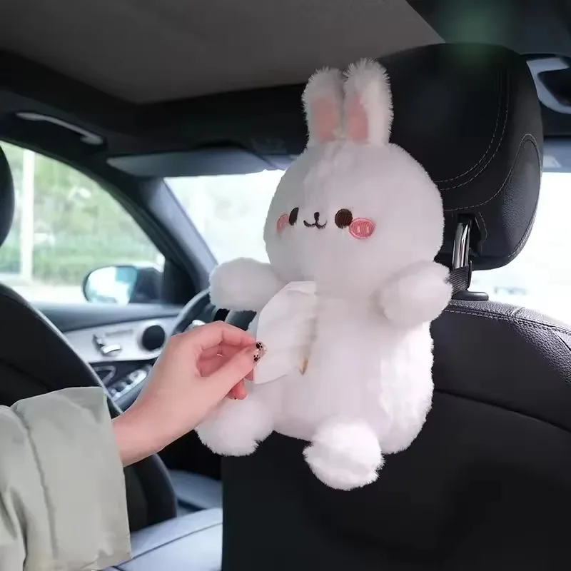 صندوق مناديل السيارة المعلقة المزخرفة للمقعد الخلفي - تصميم أرنب الدب، موزع لطيف لإكسسوارات المركبات #6