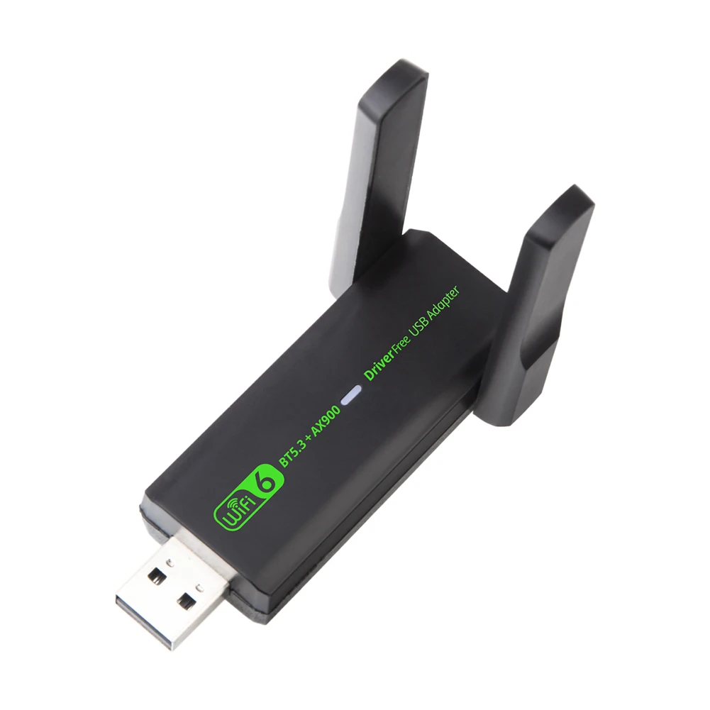USB 와이파이 6 블루투스 호환 5.3 어댑터, USB 와이파이 네트워크 어댑터, 900Mbps 듀얼 밴드 2.4, 5.8GHz 듀얼 3DBi 안테나 드라이버 프리