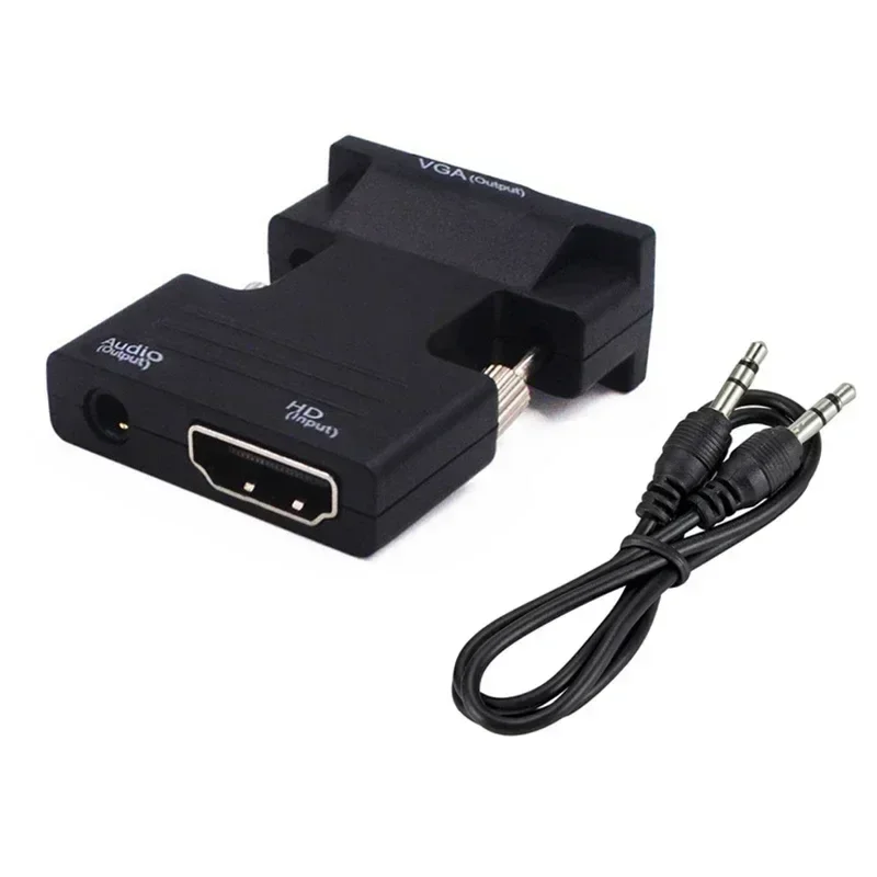 Convertisseur femelle vers Vga mâle Compatible HDMI, avec Audio 3 5mm, projecteurs adaptés, moniteurs informatiques haute définition, décodeur