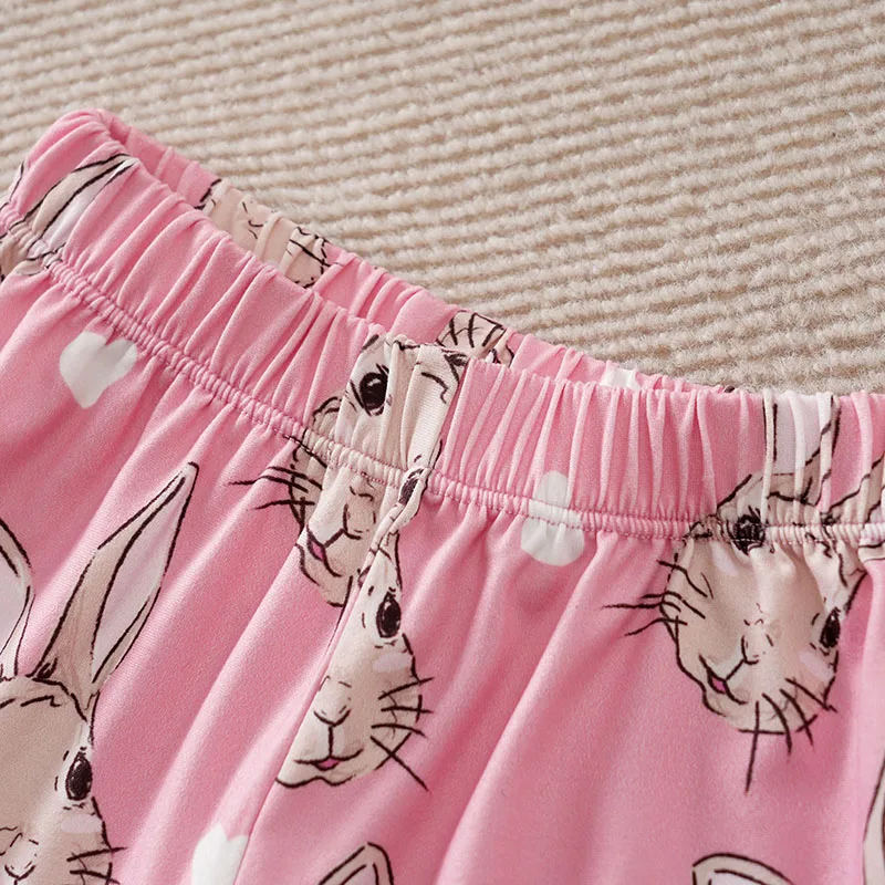 Cartoon Printed Fashion Baby Clothing Casual Clothes Fashion Printed pretty Spring Autumn Girl Long sleeve pants suit pinkwhite