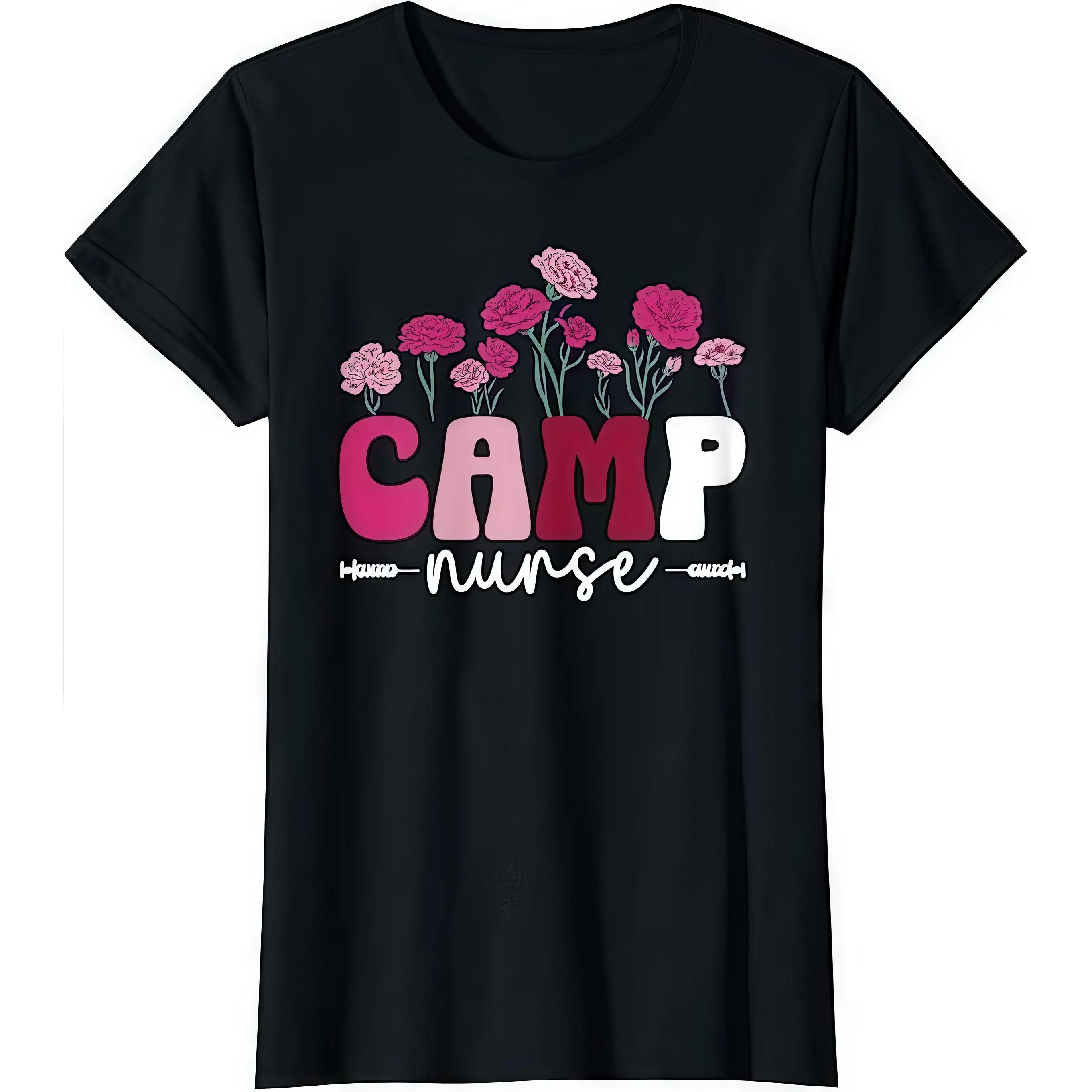 

Women's Camp Nurse T-Shirt Cute Flower Print Nurse Appreciation Gift Registered Nurse Graphic Tee Summer Camp Top