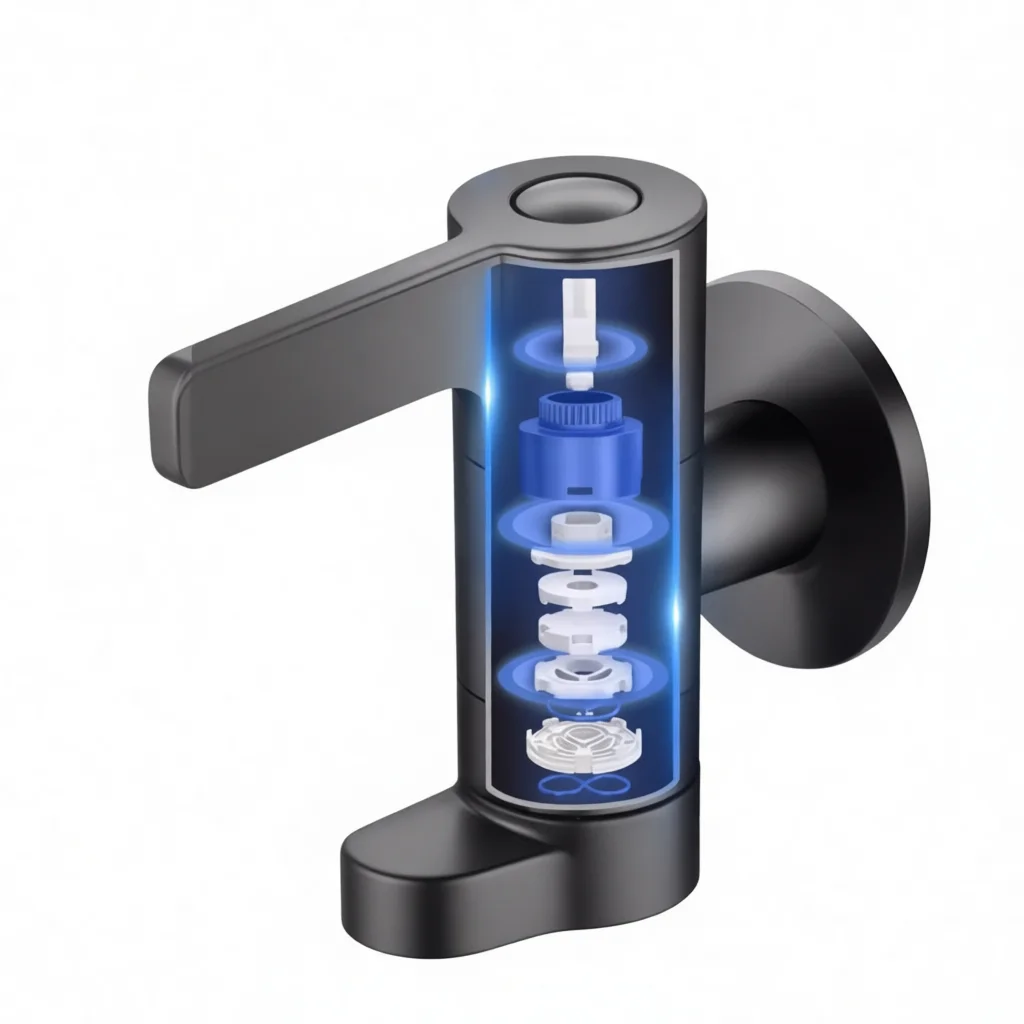 Wall Mounted Kitchen Sink Faucet Cold Tap Extended Rotatable Spout For Laundry Mop Pool Copper Alloy Durable Hardware