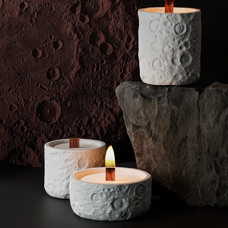 

Candles Home Decoration Cement Moon Candle Cup Aromatherapy Empty Candle Jars Gift Decoration Birthday Candle