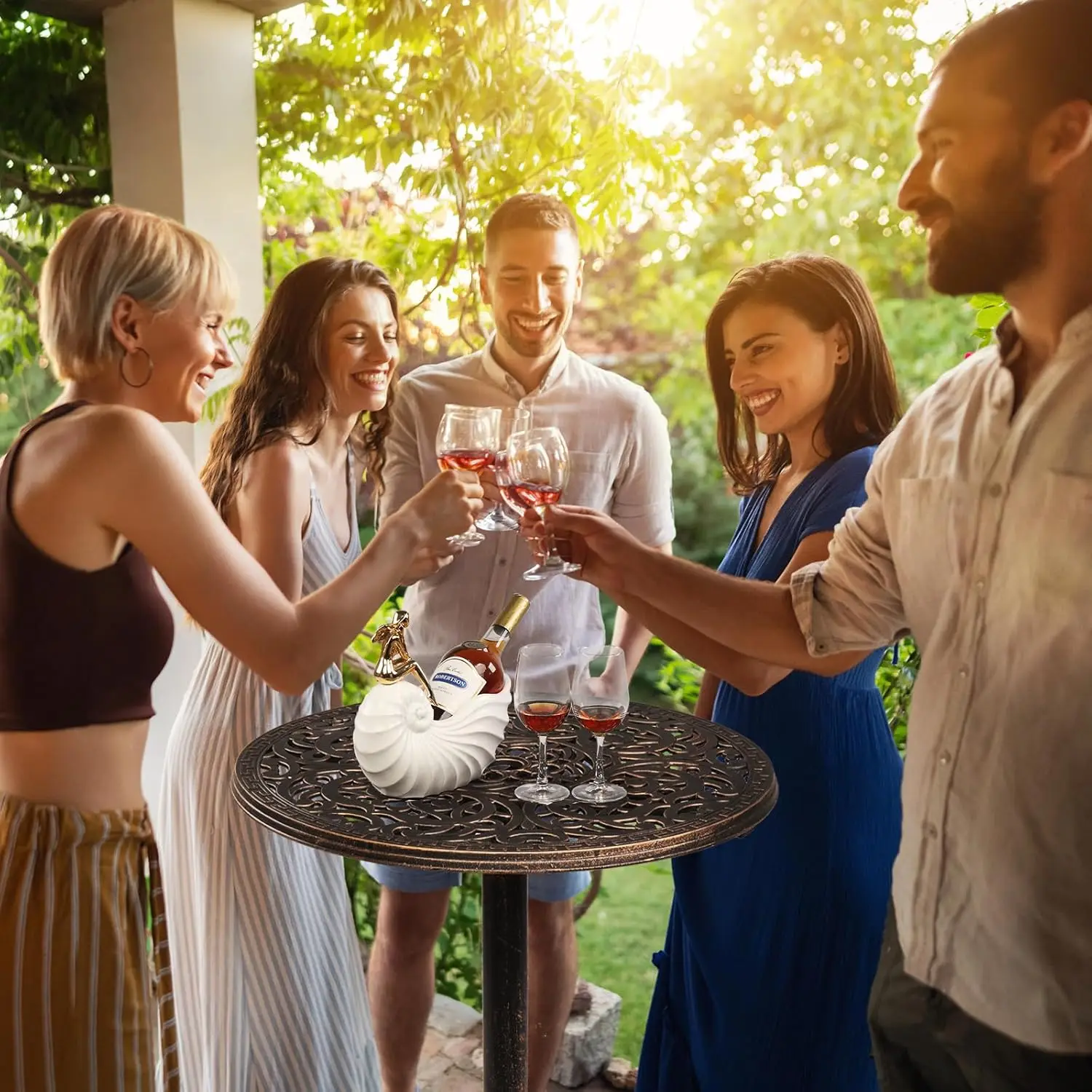 40" Outdoor Bar Table, High Top Table, Cast Aluminum Outdoor Pub Table 40-Inch Height, Round Bar Table Bistro Table for Patio, C