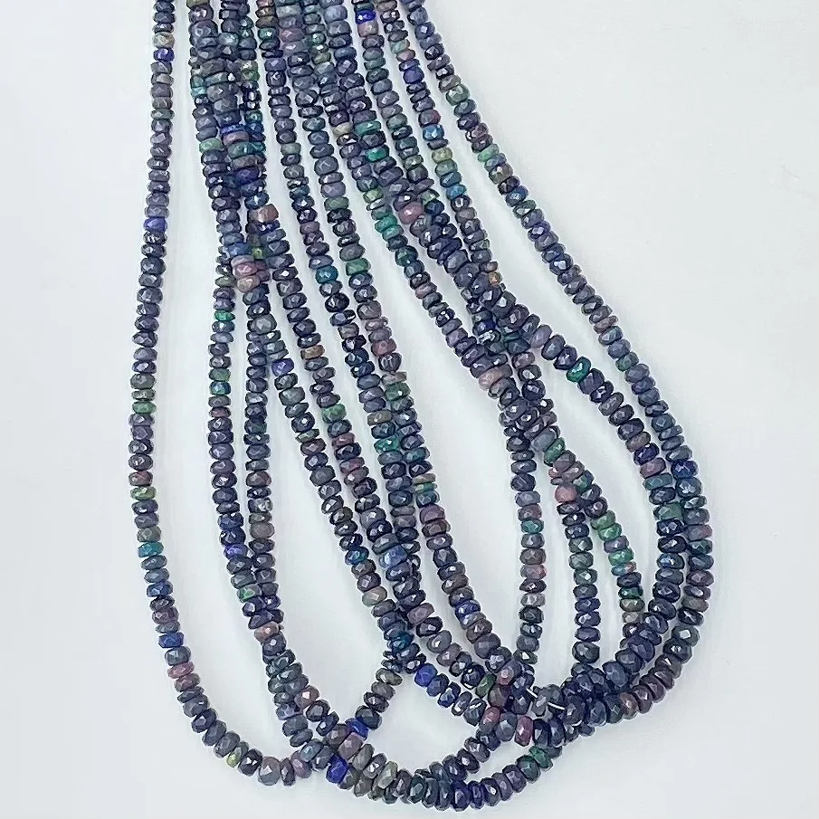 Natural Imported Black Opal Gemstone Facted Rondlle Beads 38cm Women Fashion DIY Bracelet Necklace Jewelry Accessories Trendy