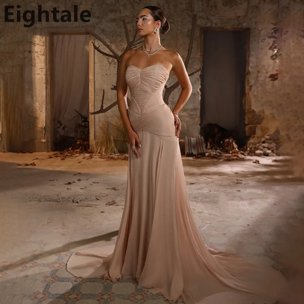Eightale 2025, Champagner-Chiffon, Maxi-Schatz-Abendkleid, Saudi-Arabien, Abendkleid, Dubai, Partykleid, individuell gestaltet