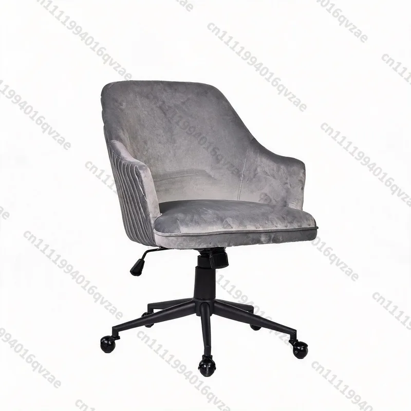 Modern Style Velvet Fabric Executive Back Office Chair Adjustable Height Nylon Casters