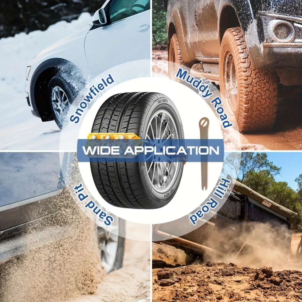 All-Season Car Snow Chains – Heavy-Duty Anti-Slip Design, Uses for SUVs Pickup Trucks on Icy or Muddy Roads