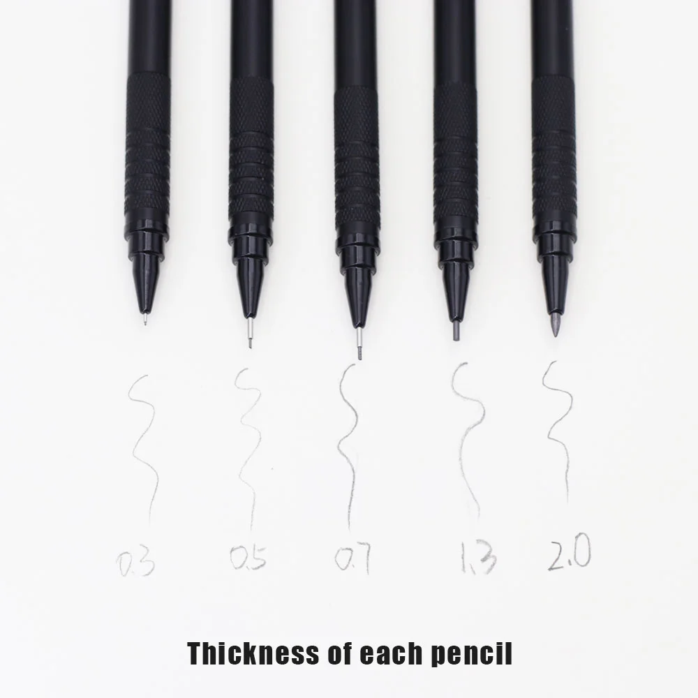 0,3/0,5/0,7/0,9/1,3mm Druckbleistifte mit HB-Schwarzmine, Spezielle Zeichenstifte Geeignet für Büro und Kunstbedarf – Detail 4