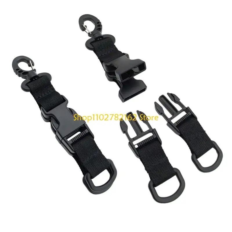547B Nylon Webbing Backpack Hook Multifunctional Carabiner D-Shaped Keychain Double-Split Quick Release Hanging Buckle