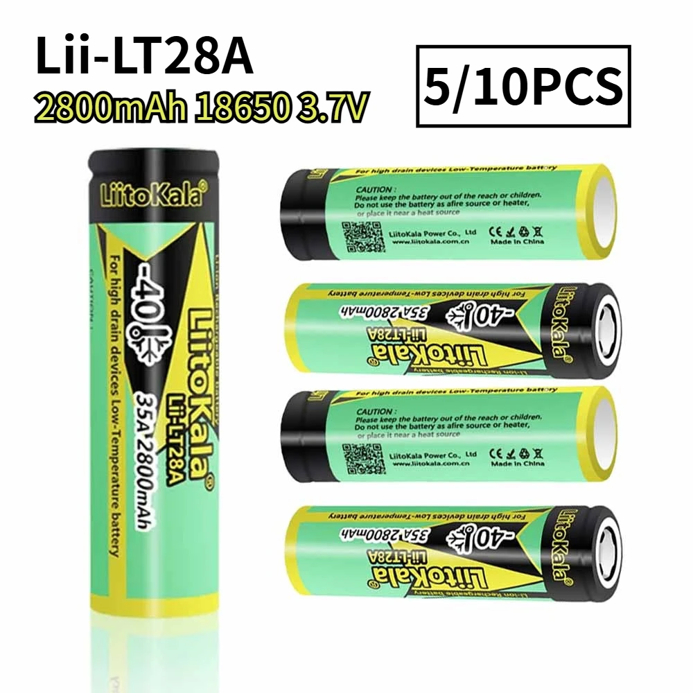 

5/10 шт. LiitoKala Lii-LT28A 2800 мАч 18650 3,7 В аккумуляторная батарея 45 А высокая мощность разряд для -40 ° Низкотемпературная батарея