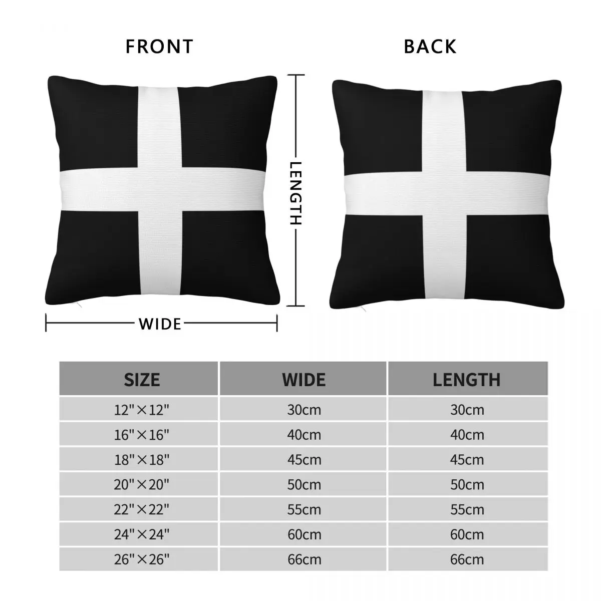 Saint Piran's Flag Cornish Flag Square Pillowcase Polyester Linen Velvet Pattern Zip Decor Pillow Case Car Cushion Cover