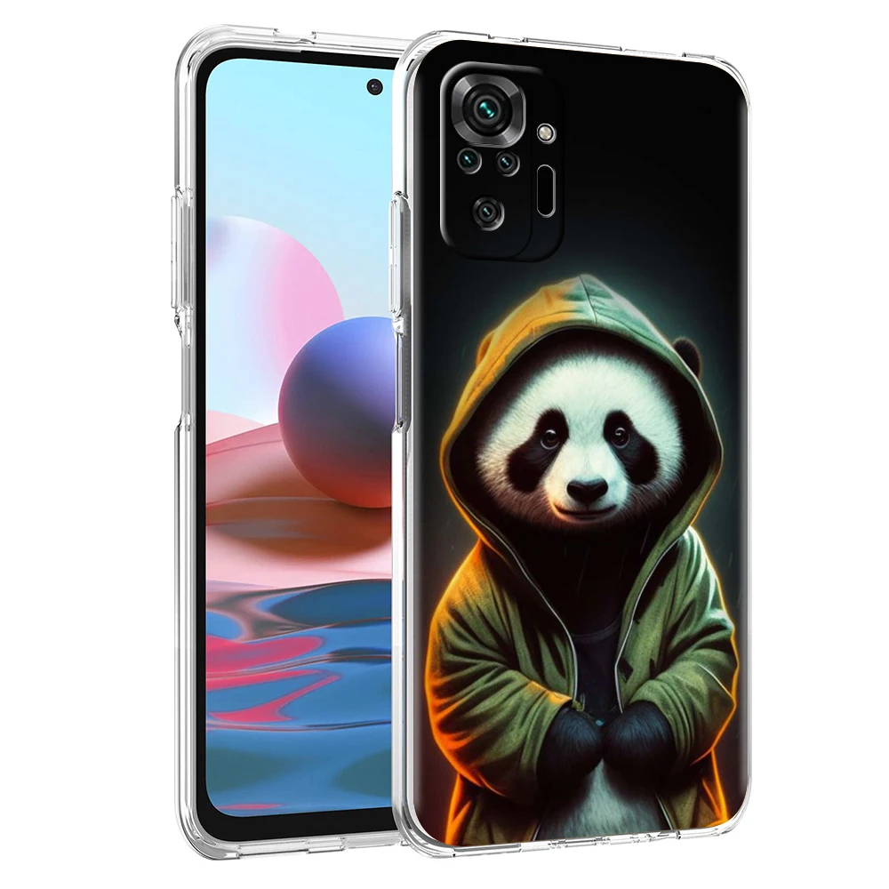 Słodka zwierzęca etui na telefon Panda dla Redmi Note 10 11 11T 7 8 8T 9 K40 Gaming 9A 9C Pro Plus przezroczysta powłoka torebki Capas TPU