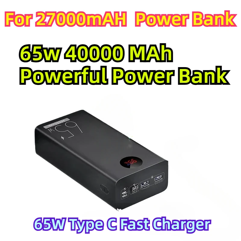 For 27000mAH  Power Bank 65w 40000 MAh Powerful Power Bank 65W Type C Fast Charger 40000mAh Portable External Battery