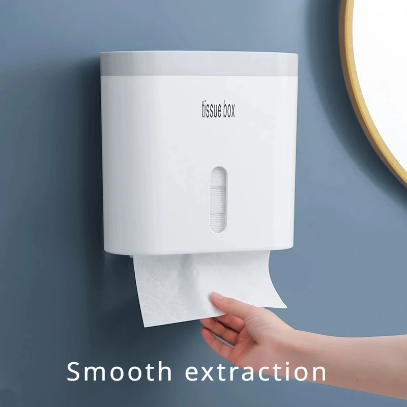 Toilet Tissue Dispenser Wall Mounted Toilet Paper Box Punch Free Waterproof Hand Wiping Paper Boxes Paper Towel Storage Racks