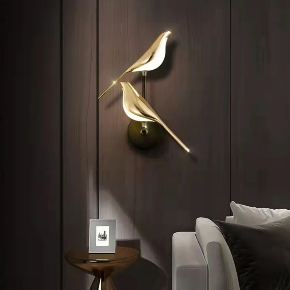 SGROW Nordic Style LED Wall Lamp Art Magpie Bird Home Decor Bedroom Bedside Parlor Background Decoration Sconce Indoor Lighting