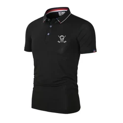 New Skull Golf Logo Men's Polo Shirt Personalized Fashion Slim Fit Quick Drying Outdoor Sports Leisure Golf Clothing