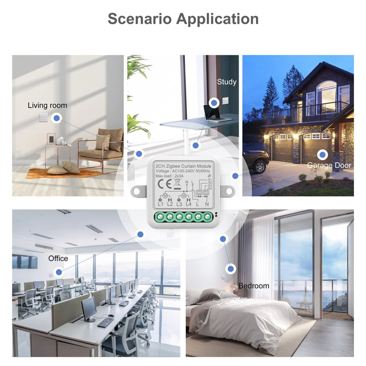 A56XQ Tuya Zigbee Smart Curtain Switch Module 2CH Intelligent Circuit Breaker Support APP Remote Control for Curtain Switch