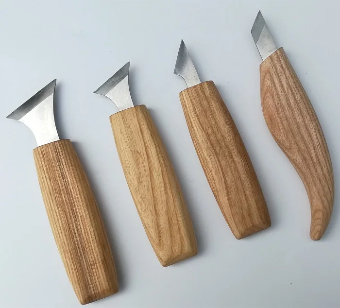 Woodworking carving tool knife beveled edge wood cutting knife bent tail knife manual carving knife