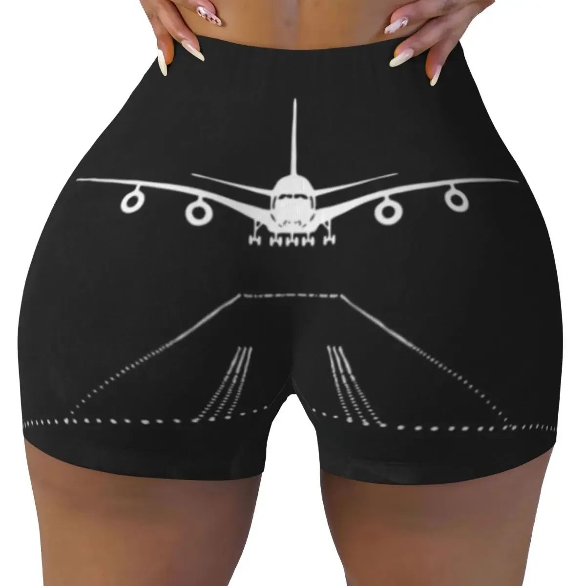 Custom Airplane Pilot Women Gym Workout Running Shorts Athletic Volleyball Biker Yoga Shorts