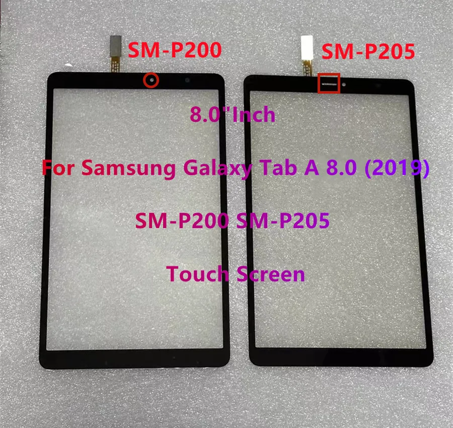 Nowy 8,0-calowy dla Samsung Galaxy Tab A (2019) P200 P205 SM-P200 SM-P205 Ekran dotykowy Digitizer Szklany panel Czujnik Test wymiany