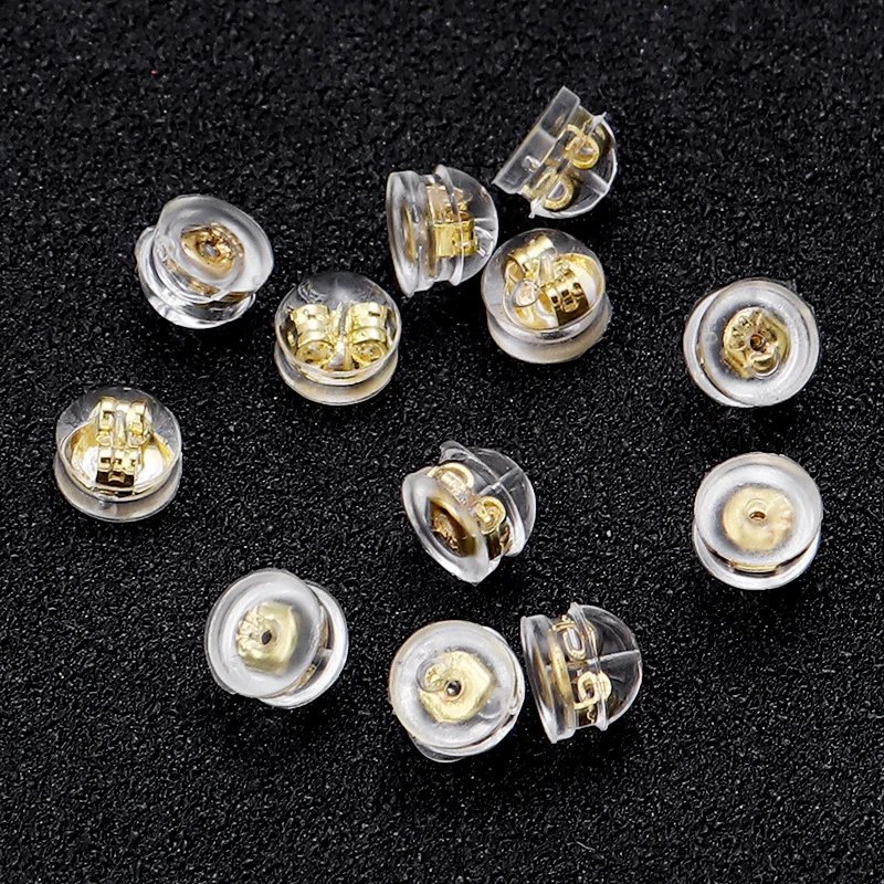 20-40 stücke Silikon Gummi Ohr Zurück Stopper Kupfer Ring Hamburger Ohr Stecker Für Schmuck Machen DIY Ohrring Zubehör – Detail 4