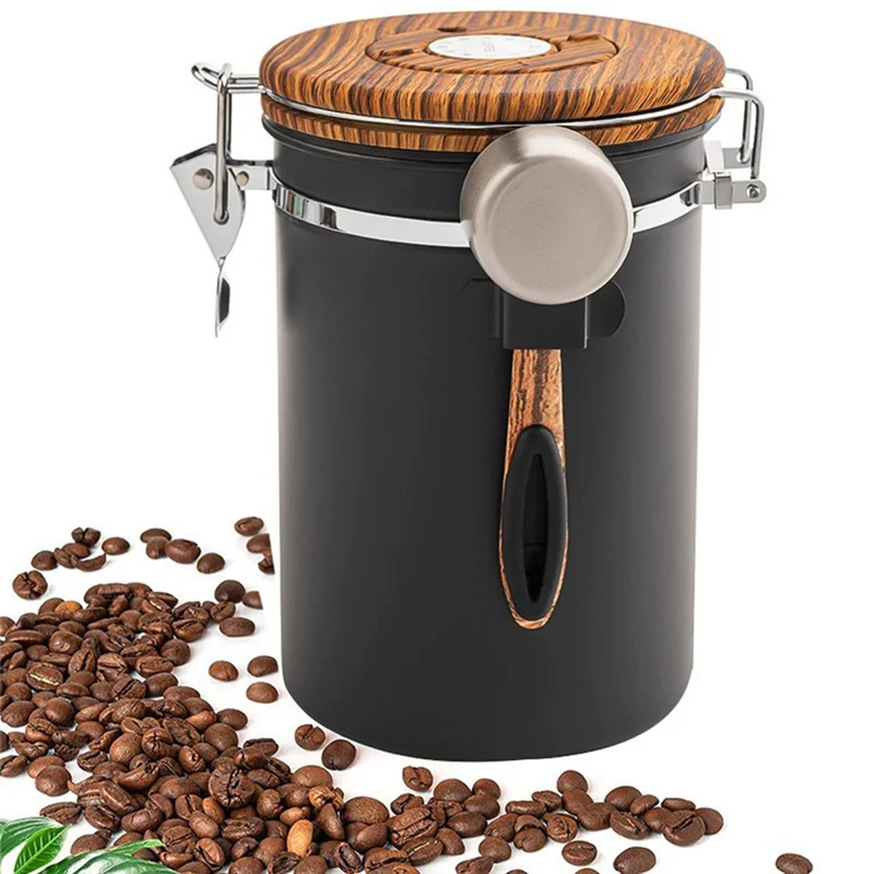 ABKW-Kitchen Airtight Food Storage Container 1800Ml Stainless Steel Coffee Canister Includes Date Tracker And Scoop