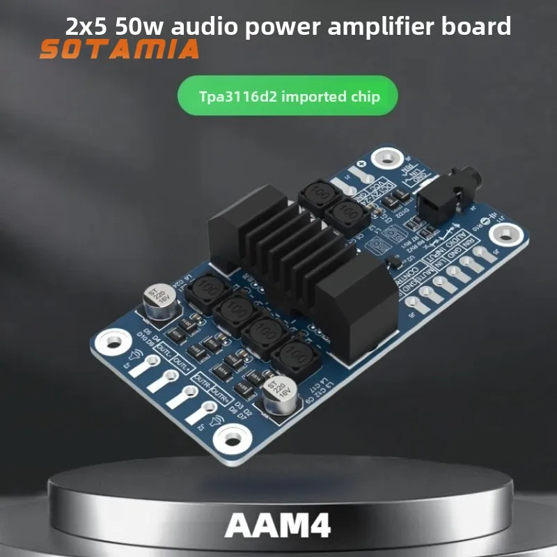 SOTAMIA AAM4 50Wx2 Dual Channel Audio Power Amplifier Board No POP Sound No Noise Floor Portable Speaker TPA3116 Speaker