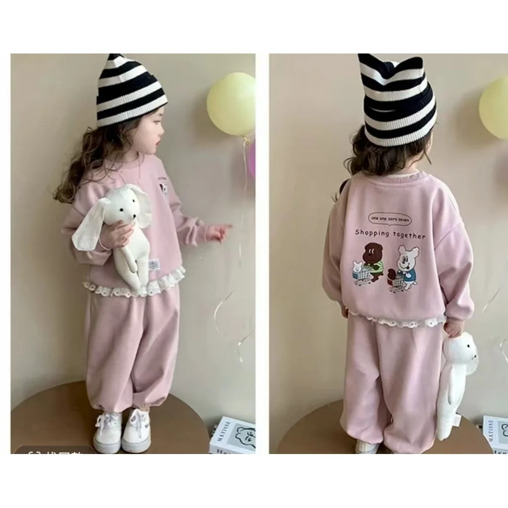 Girls' hoodie set, princess children's trendy and casual fashion, baby spring and autumn two-piece set, sportswear, children's c 6
