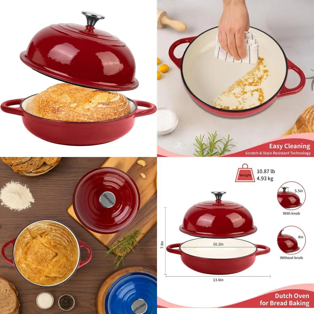 

Эмалированная чугунная голландская печь для хлеба, 5,4 литра, идеально подходит для выпечки на ударе, безопасная в духовке, идеально подходит для выпечки аутентичного хлеба