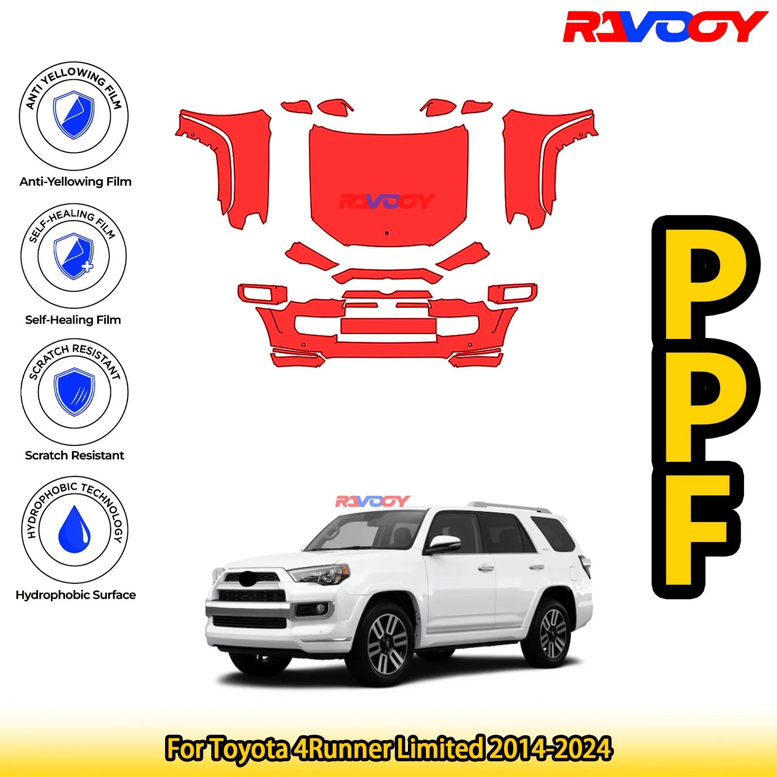 

For Toyota 4Runner Limited 2014-2024 Glossy Matte Black Precut front PPF Kit Paint Protection Film