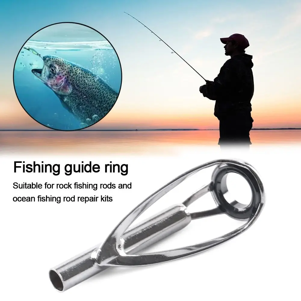 5pcs Tip Eye Top Durable Tackle Guide Ring Repair Kit Eye Ceramic Ring Professional Fishing Rod Stainless Steel Parts Circle