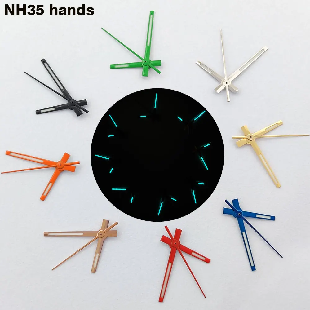

NH35 hands Green/Rose/Gold/Red/Silver//Blue/Orange/Black Watch hands Ice blue lumens For NH35/NH36/4R/7S Log hands Watch Hands