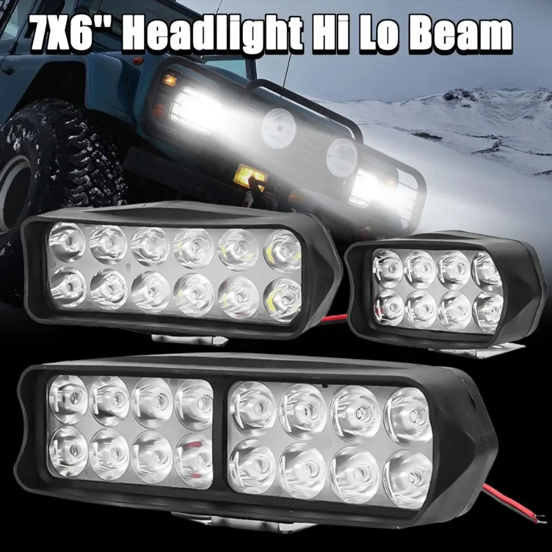 Motorcycle Headlight LED 12V 80V Driving Lights High Brightness 8/12/16 LED Waterproof Auxiliary Headlight External Spotlight