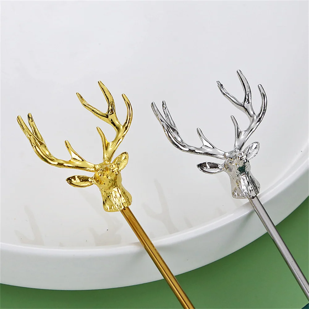 4-1pcs Stainless Steel Antlers Coffee Stirring Spoon Teaspoon Cake Dessert Ice Cream Spoon Fork Fruit Fork Kitchen Tableware